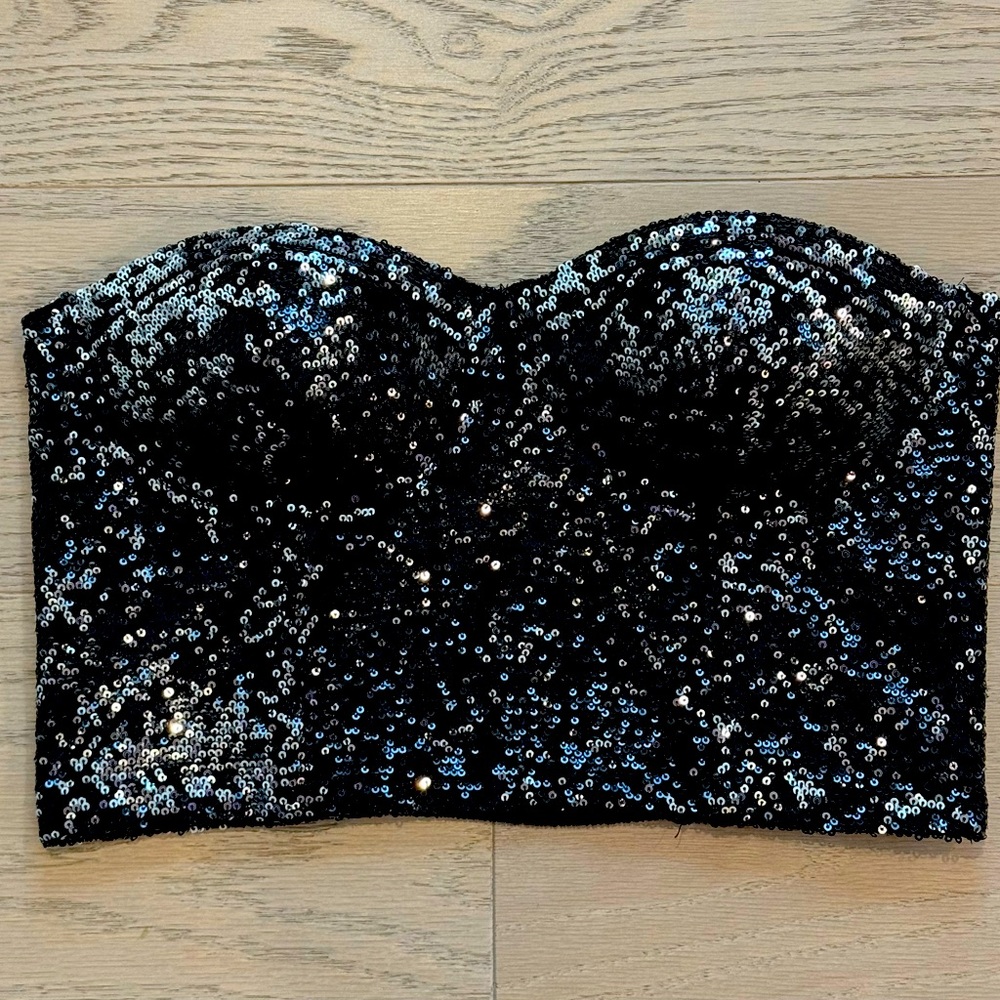 J.NNA Sequin Strapless Bustier Top